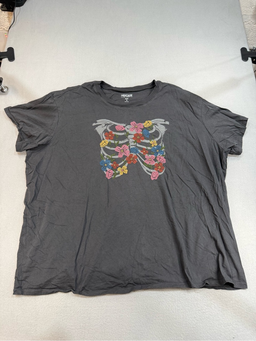 torrid Black Floral Rib Cage Graphic Tee